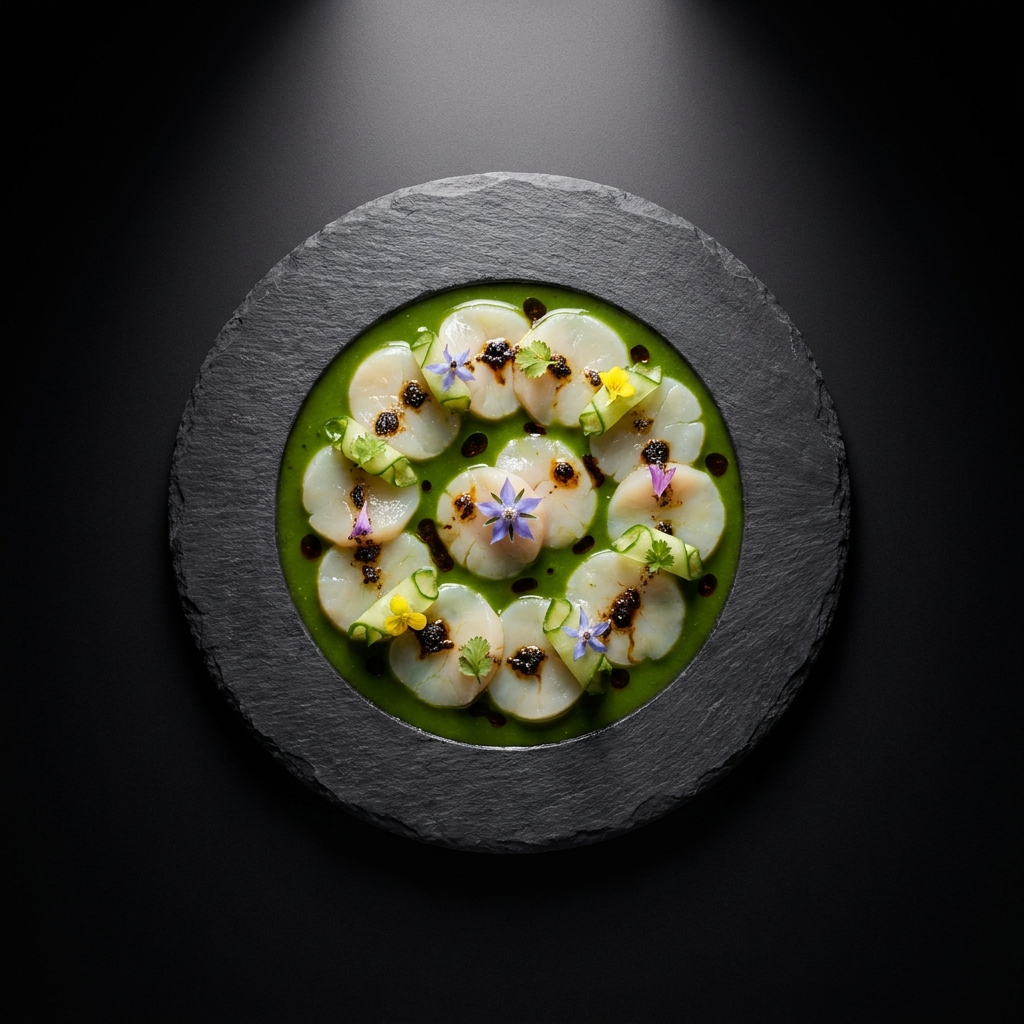 Segundo tiempo: aguachile de callo con serrano tatemado