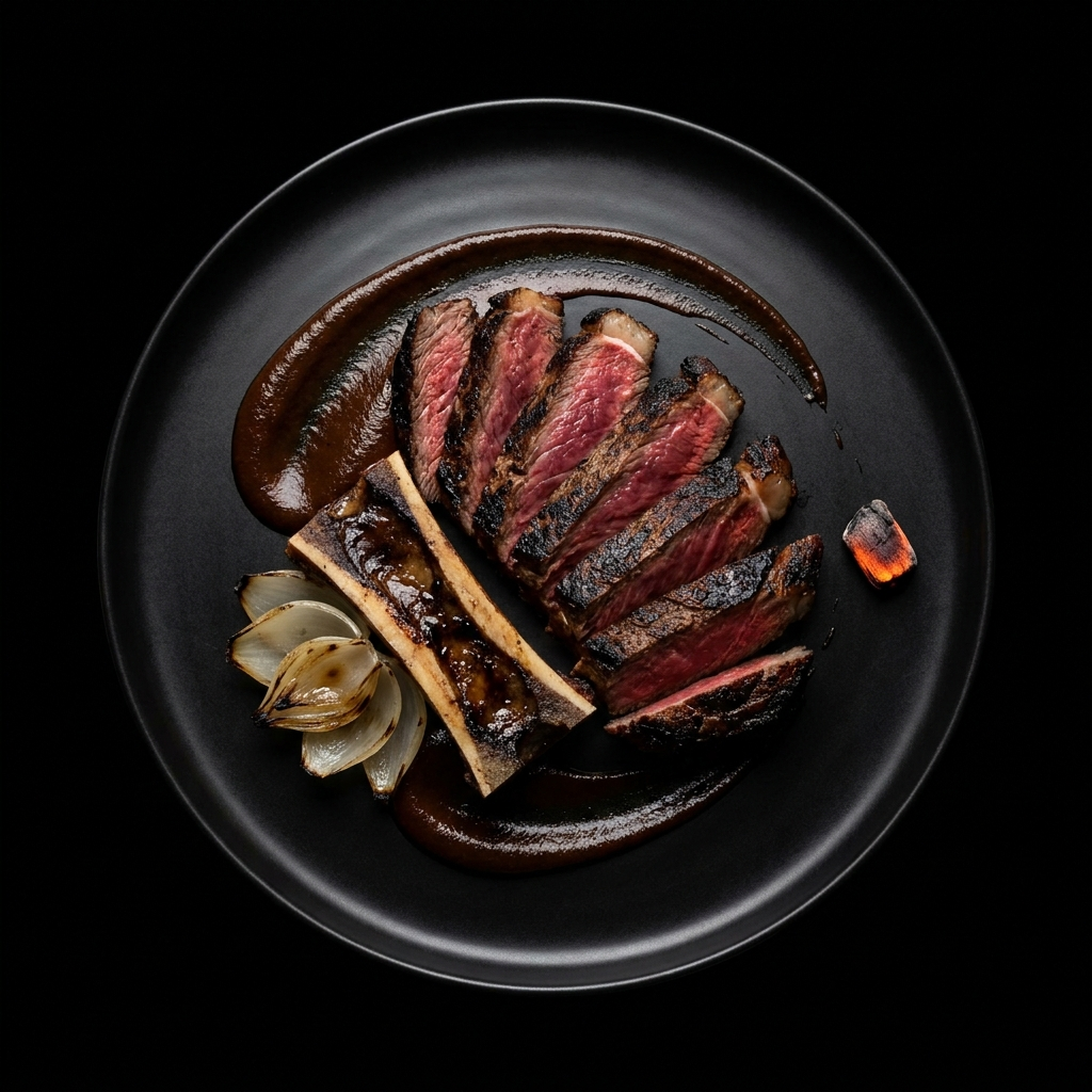Tercer tiempo: ribeye madurado 45 días a la brasa